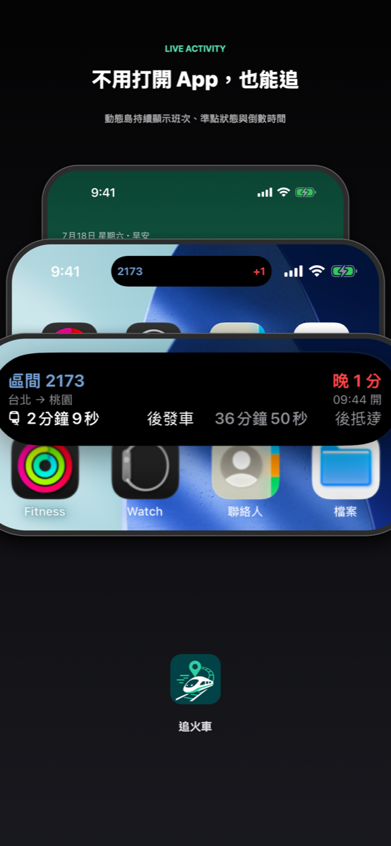 追火車 Live Activity 動態島顯示列車目前位置